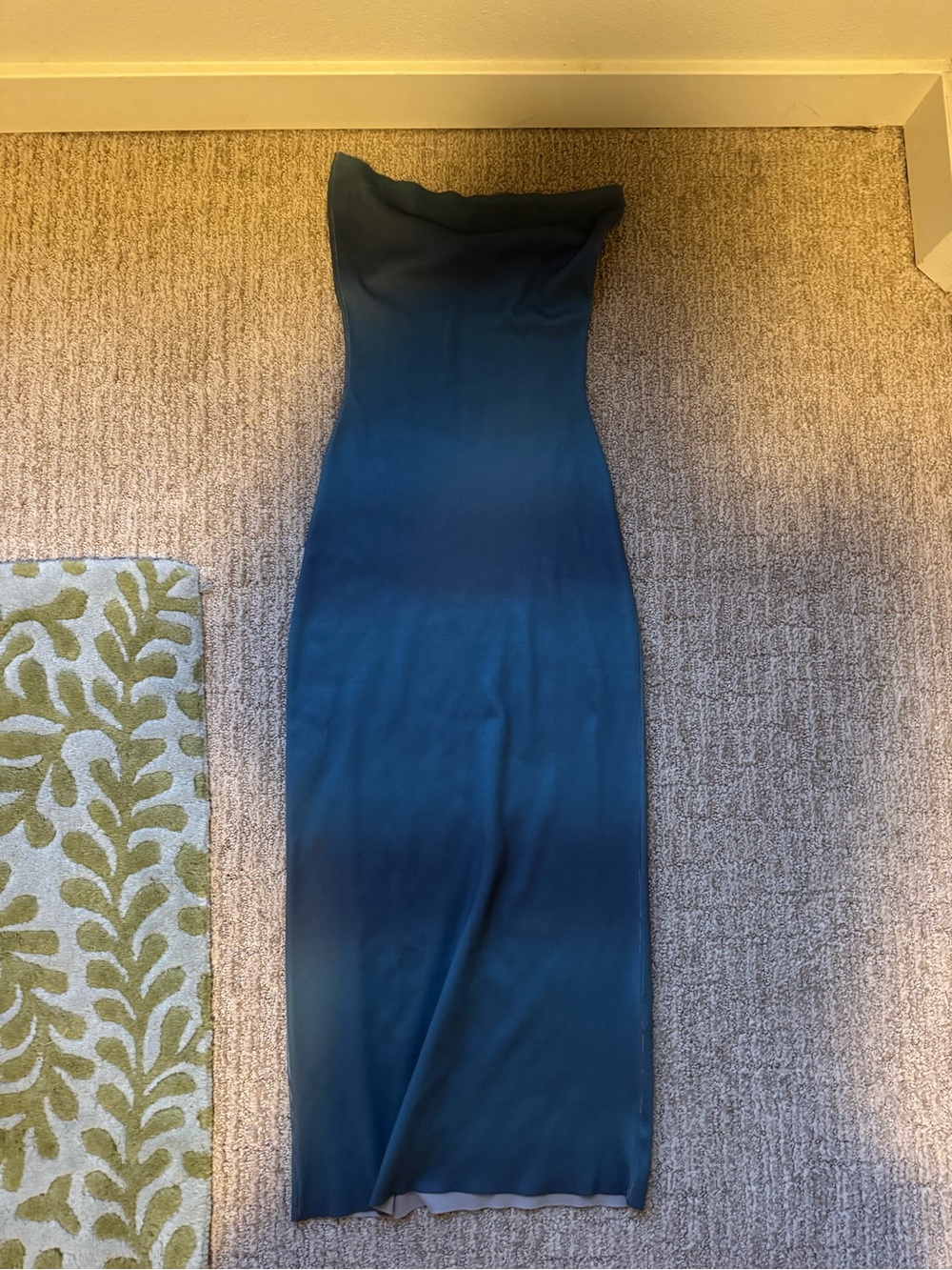 Zara Strapless Teal Bodycon Midi Dress